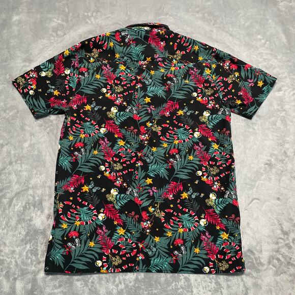 Fresh Prints Shirt Mens Medium Black Jungle Snake All Over Print Casual Stretch - Picture 2 of 7